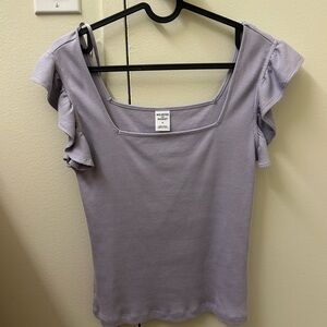 Melrose and Market Lavender Ruffle Sleeve Blouse